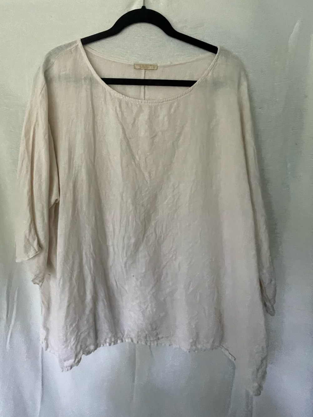 Giusy Linen Relaxed Fit Blouse in Oatmeal Tan | Size Large